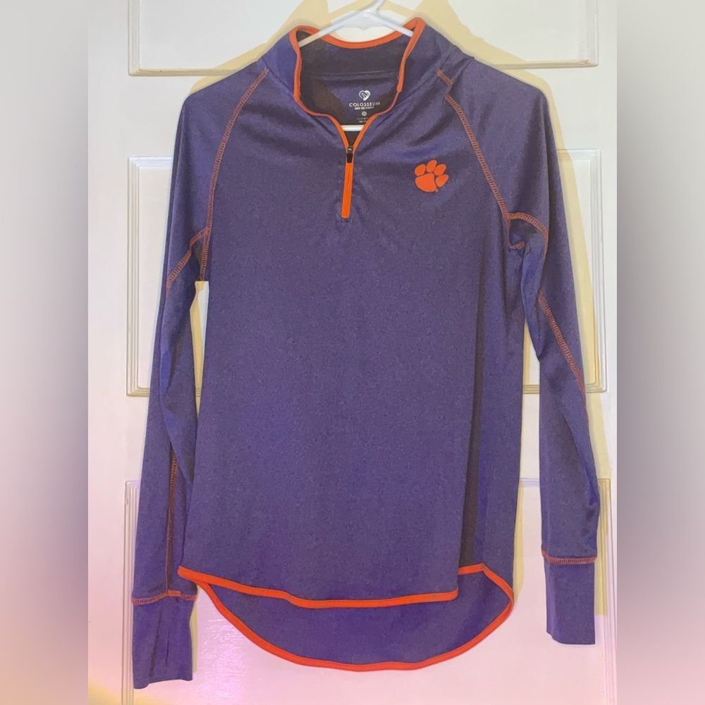 Purple Clemson Light Weight Quarter Zip Large
